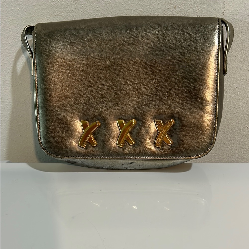 Vintage Y2K Paloma Picasso Metallic Leather Shoulder Handbag